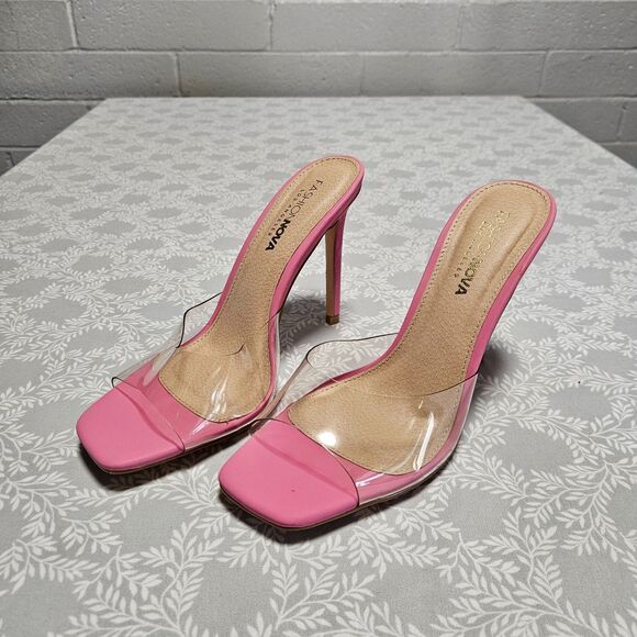 Fashion Nova Heels Size 9 Pink and Clear 4.5 Inch Stiletto Heel - Picture 2 of 7